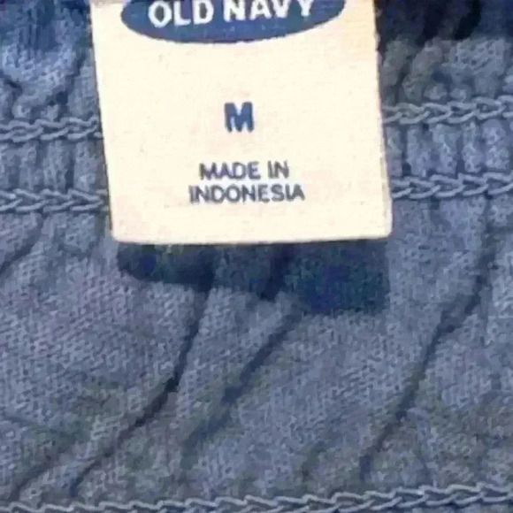 Old Navy Women's Medium Blue Embroidered Peasant Top Short Puff Sleeve - Picture 3 of 3